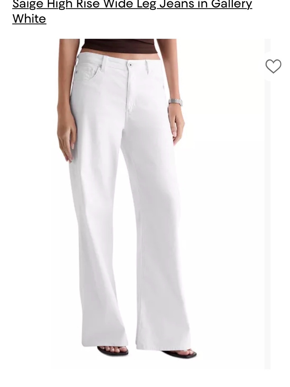 Ag Adriano Goldschmied White High-Rise Wide Leg Jeans